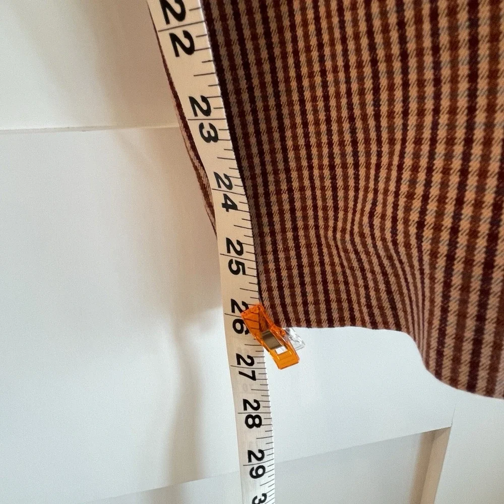 A New Day Womens Pants Side Zip Stretch Ankle High Rise Plaid Size 8‎ Brown Pink